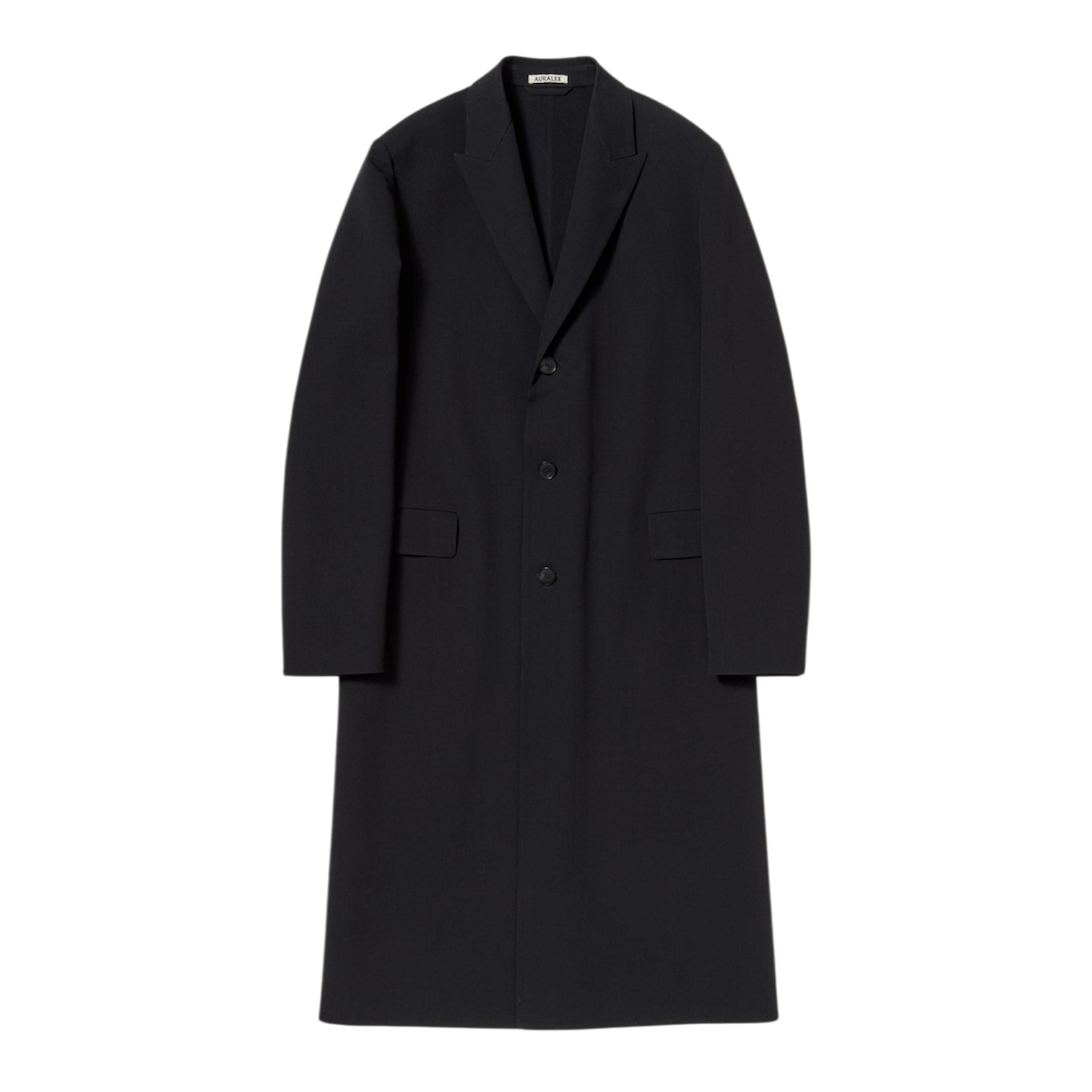 Structured wool gabardine hand sewn coat